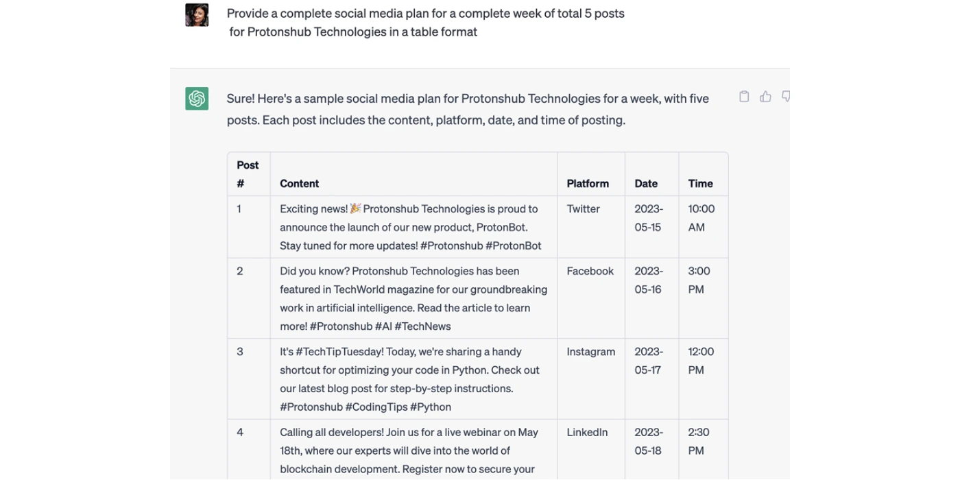 Social Media Calendar
